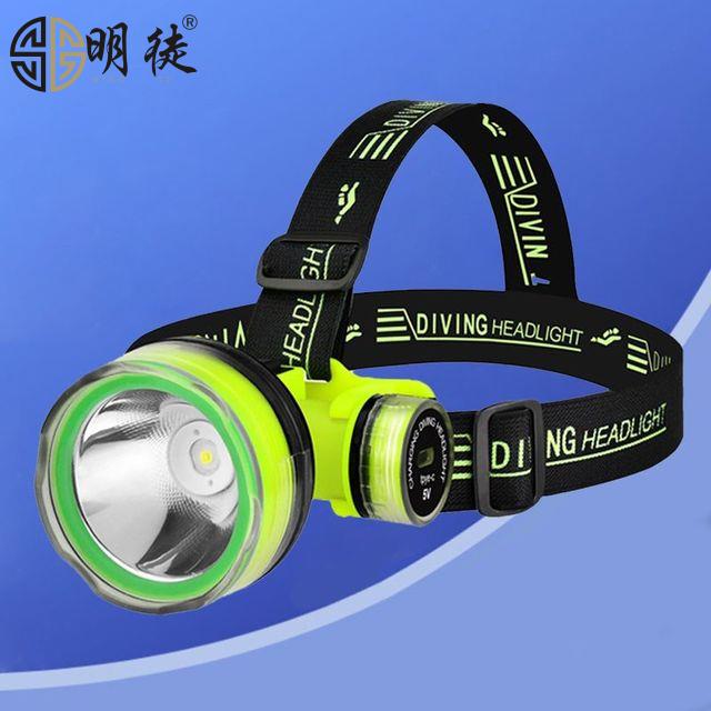 户外充电防水头戴灯LED强光长续航潜水头灯水下摄影补光灯钓鱼灯