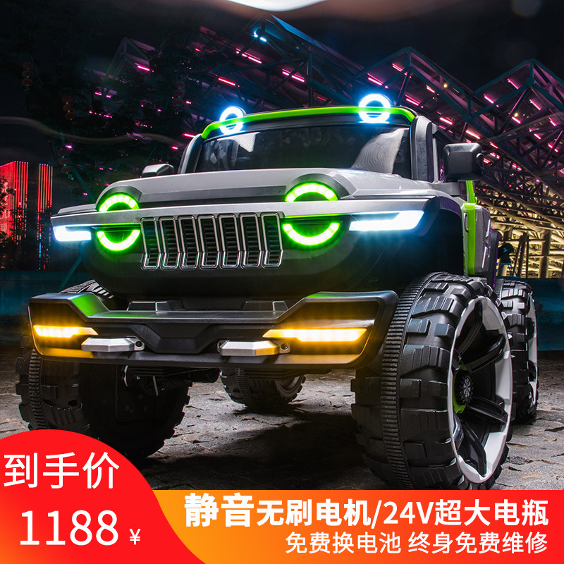 儿童电动车坦克300童车遥控四驱静音无刷电机24V玩具车可坐大人