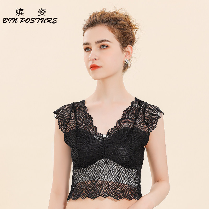 蕾丝吊带背心女内搭夏季2026新款ins网红防走光抹胸黑色V领打底衫