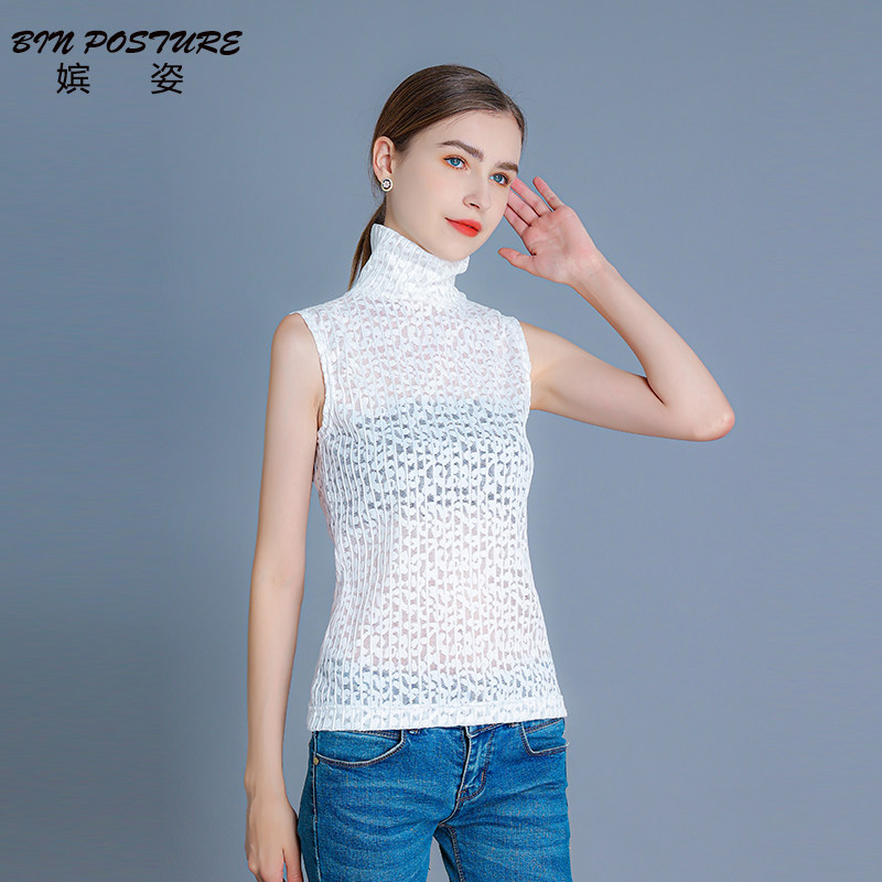 蕾丝高领无袖打底衫女2026秋冬百搭保暖背心春季韩版修身打底内搭