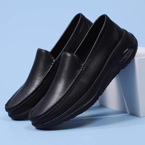 医院专用护士鞋男软底透气不累脚黑色皮鞋工作鞋舒适防滑医生鞋