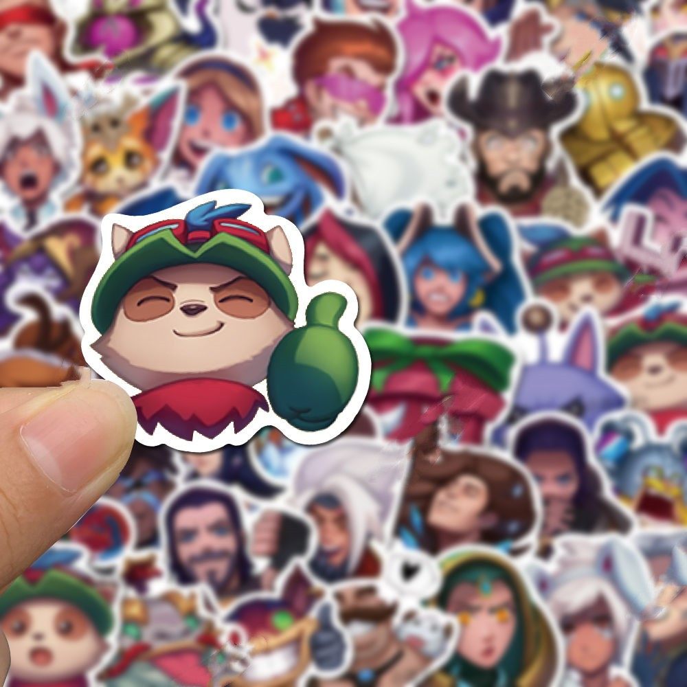 50张英雄联盟弱爆了贴纸lol表情包手机后壳沙雕创意装饰防水贴纸