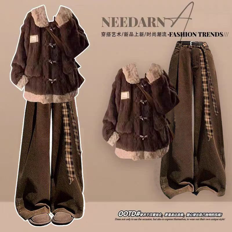 巨好看的早秋一整套韩系高级感美拉德套装外套装女初秋冬季阔腿裤,女装/女士精品,时尚套装,淘宝优惠券,粉丝福利购,淘宝优惠卷