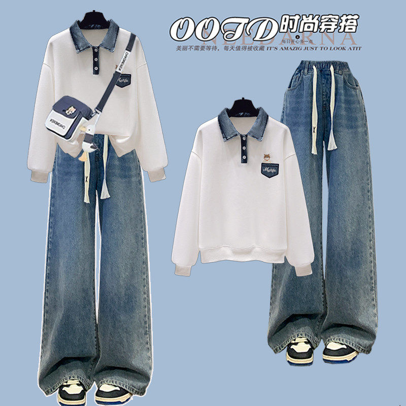 学院风假两件卫衣少女春装牛仔拼接宽松初中学生休闲上衣初高中生,女装/女士精品,时尚套装,淘宝优惠券,粉丝福利购,淘宝优惠卷