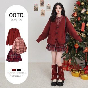 圣诞节穿搭红色连衣裙2026超火冬装一整套小个子过新年战袍套装裙