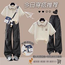 初中生夏装女2025新款套装少女大童高中学生夏季休闲穿搭一整套潮