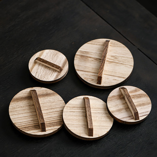 围炉煮茶家用罐罐壶盖子烤奶煮茶罐盖子木质茶壶盖子侧把壶木盖子