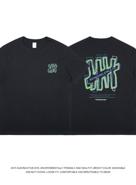 2023夏季新款纯棉短袖T恤男潮流大学生韩版chic个性印花宽松上衣