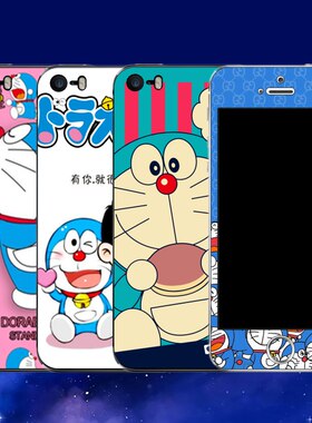 适用iPhone5s个性卡通叮当猫全身彩膜定制苹果se钢化膜4s包边贴纸
