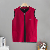 妈妈装 马甲摇粒绒纯色马夹非立领开衫 抓绒坎肩上衣外套 秋冬季 春季