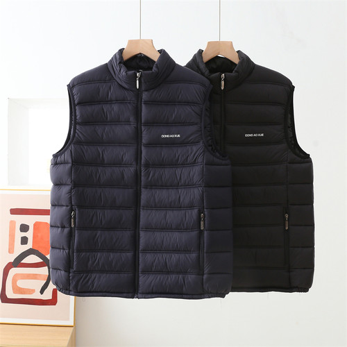 男士秋冬马夹背心羽绒棉保暖坎肩上衣宽松加厚棉服爸爸装外套