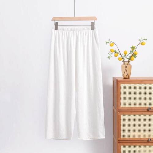 女士松紧阔腿裤九分大码薄款中国