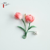 繁花入梦纯手工非遗绒花胸针郁金香胸花新中式 配饰 国风别针西装