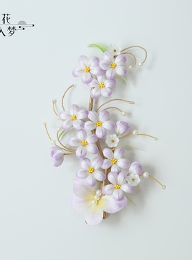 繁花入梦丨非遗绒花发夹头饰蝴蝶桃花朵侧边夹子旗袍汉服边夹发饰