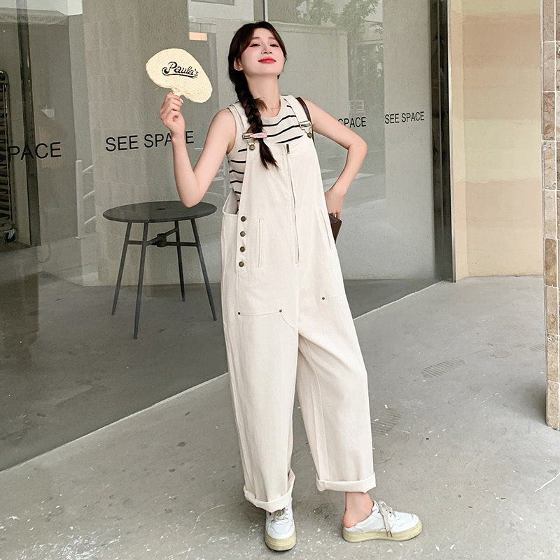 现货！设计感宽松工装背带阔腿连体裤6038-P120控178，女装连体裤，依依服饰