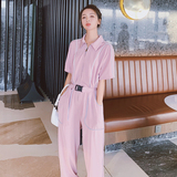 数据超好！现货！新增短袖款三色荧光条连体裤803-P105控158，女装休闲裤，依依服饰