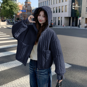 【现货】格子拼接连帽棉服 B001-M185-P165 控248图片