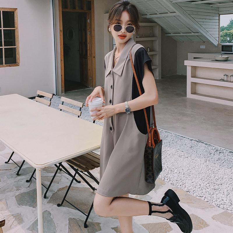 现货！高级感拼色垂感休闲连体裤2257-P95控148有买家秀，女装休闲裤，依依服饰