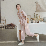 粉色休闲工装连体裤女夏2025新款小个子高端减龄气质连身衣裤，女装休闲裤，依依服饰