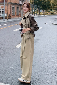 撞色高级感风衣外套女春秋流行休闲百搭2025新款英伦风小个子短款图片