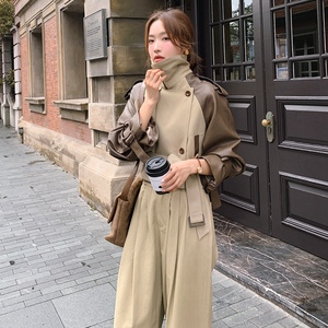 撞色高级感风衣外套女春秋流行休闲百搭2025新款英伦风小个子短款