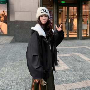 【现货】牛角扣大翻领皮衣派克95绒羽绒服B001M213-P395控568图片