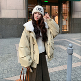 【现货】牛角扣大翻领皮衣派克95绒羽绒服B001M213-P395控568，女装羽绒服，依依服饰