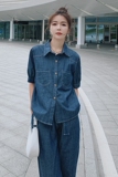 2021夏季显瘦冰丝薄牛仔减龄两件套套装810-P130控188，女装套装/套裙，依依服饰
