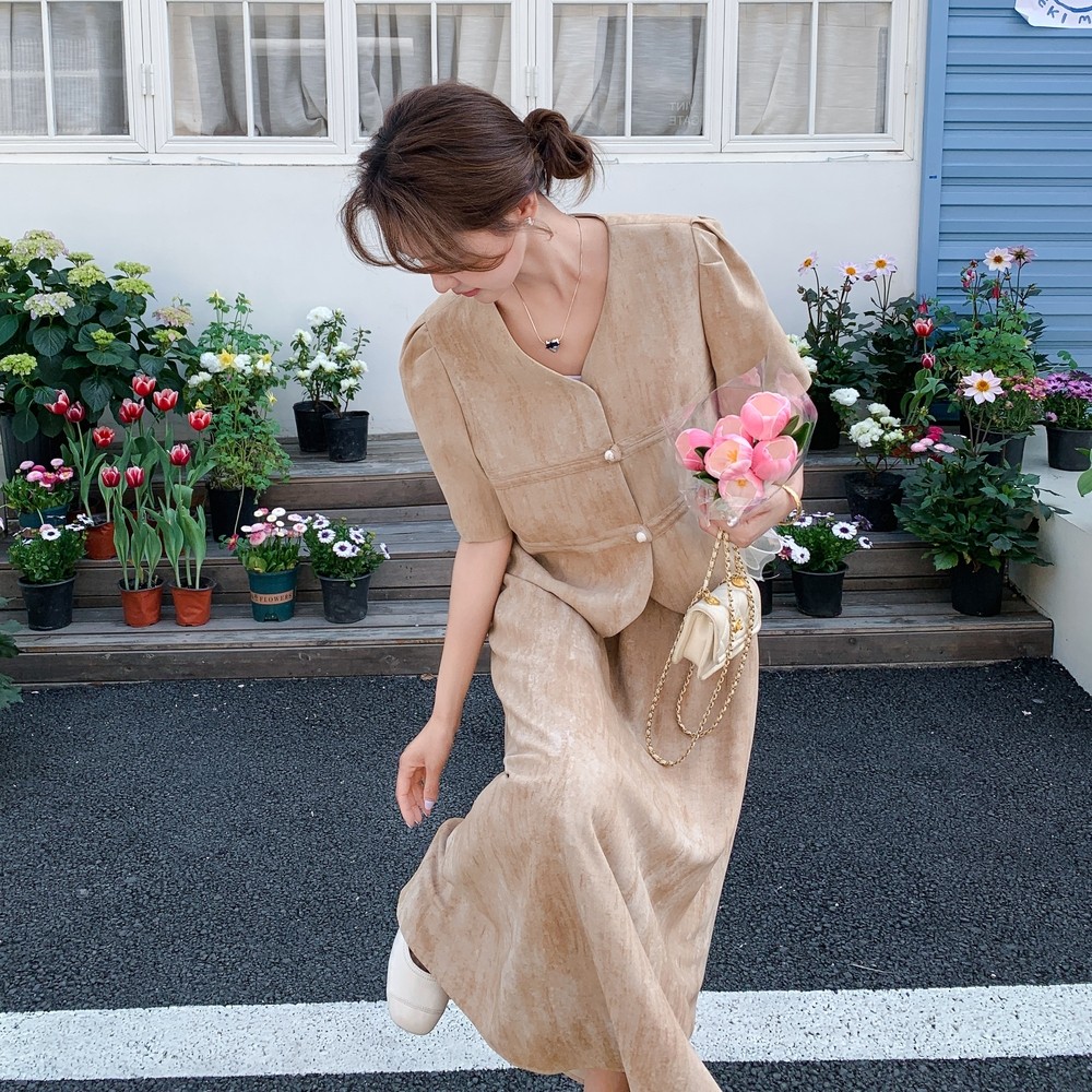 今年流行漂亮时尚扎染时尚套装裙女夏新中式短袖上衣半身裙两件套,女装套装/套裙,依依服饰