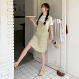 法式甜美减龄碎花背带连衣裙女2025夏季新款韩版宽松显瘦茶歇短裙，女装连衣裙，依依服饰