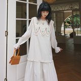 【大货】原创甜妹刺绣大花边翻领长款连衣裙2265P115控168，女装连衣裙，依依服饰