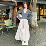 【大货】甜辣撞色针织衫上衣花苞裙俩件套6061-P130控188，女装套装/套裙，依依服饰