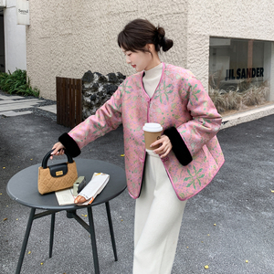 【现货】两面穿新中式盘扣织锦提花外套 B001-M202-P285控428,女装皮草,依依服饰