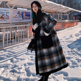 新款2021毛呢格子复合羊羔毛中长款加厚服M60-P185控268，女装棉衣/棉服，依依服饰