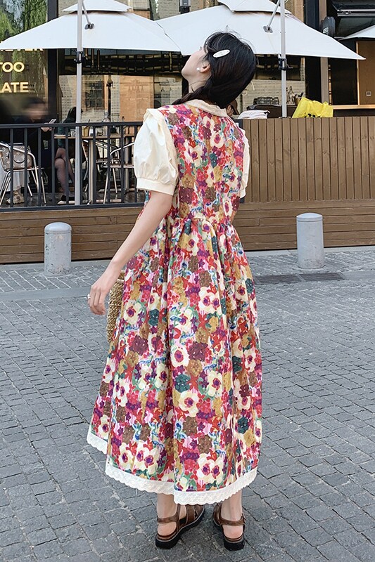 多巴胺穿搭无袖v领碎花连衣裙女夏2025年新款宽松背心裙两件套装,女装套装/套裙,依依服饰