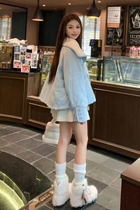 【图大货】羊羔毛领白鸭绒羽绒服 M130-P 245控368图片