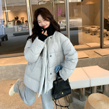 【新品现货】灰蓝色针织拼接羽绒服B001-M219-P295控428，女装羽绒服，依依服饰