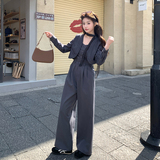 新品现货！韩系高级感极简两件套连体裤8619-P175控288配丝带，女装套装/套裙，依依服饰