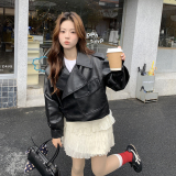 新品现货！小个子甜酷风机车皮衣B001-8611-P145控238，女装皮衣，依依服饰