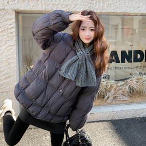 【现货】灰色针织围脖石墨烯云绒服 M223-P250控368，女装棉衣/棉服，依依服饰