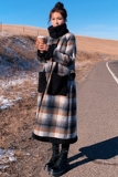新款2021毛呢格子复合羊羔毛中长款加厚服M60-P185控268，女装棉衣/棉服，依依服饰