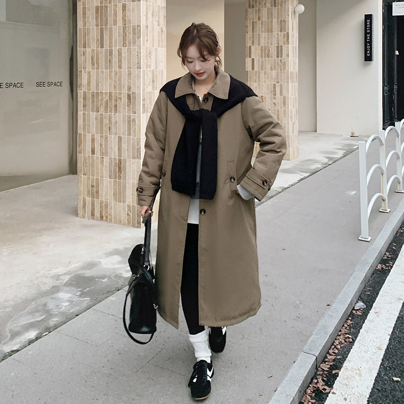 【图大货】韩版风衣款90绒达标羽绒服+针织披肩M150P320控478图片