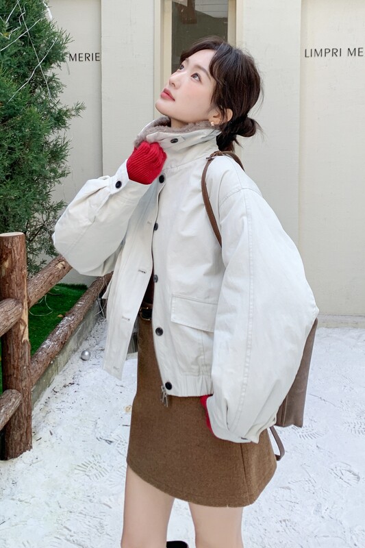 【新品现货】羊羔毛领派克90新标羽绒服B001-M212-P355控498,女装羽绒服,依依服饰
