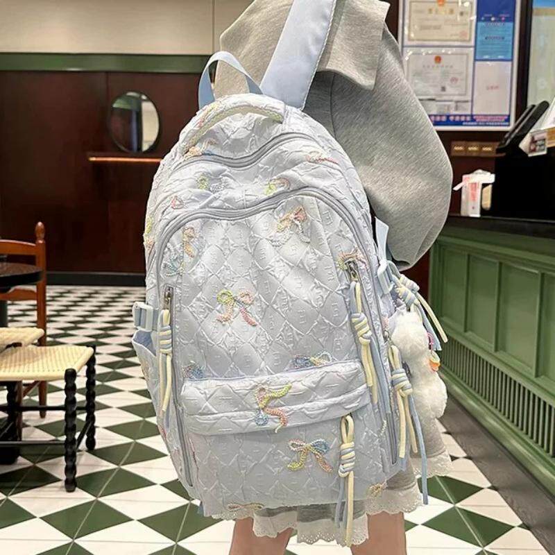双肩包女士简约百搭大容量轻便电脑旅行背包初中生高中大学生书包
