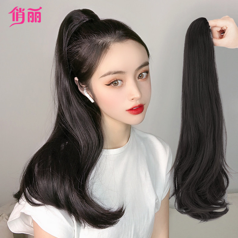 现货速发假发长发烫发抓夹高马尾假发中长卷发自然微卷大波浪辫子