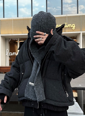 RELABEL 互动（层峦）多层分割进口澳羊毛拼接可拆帽羽绒服