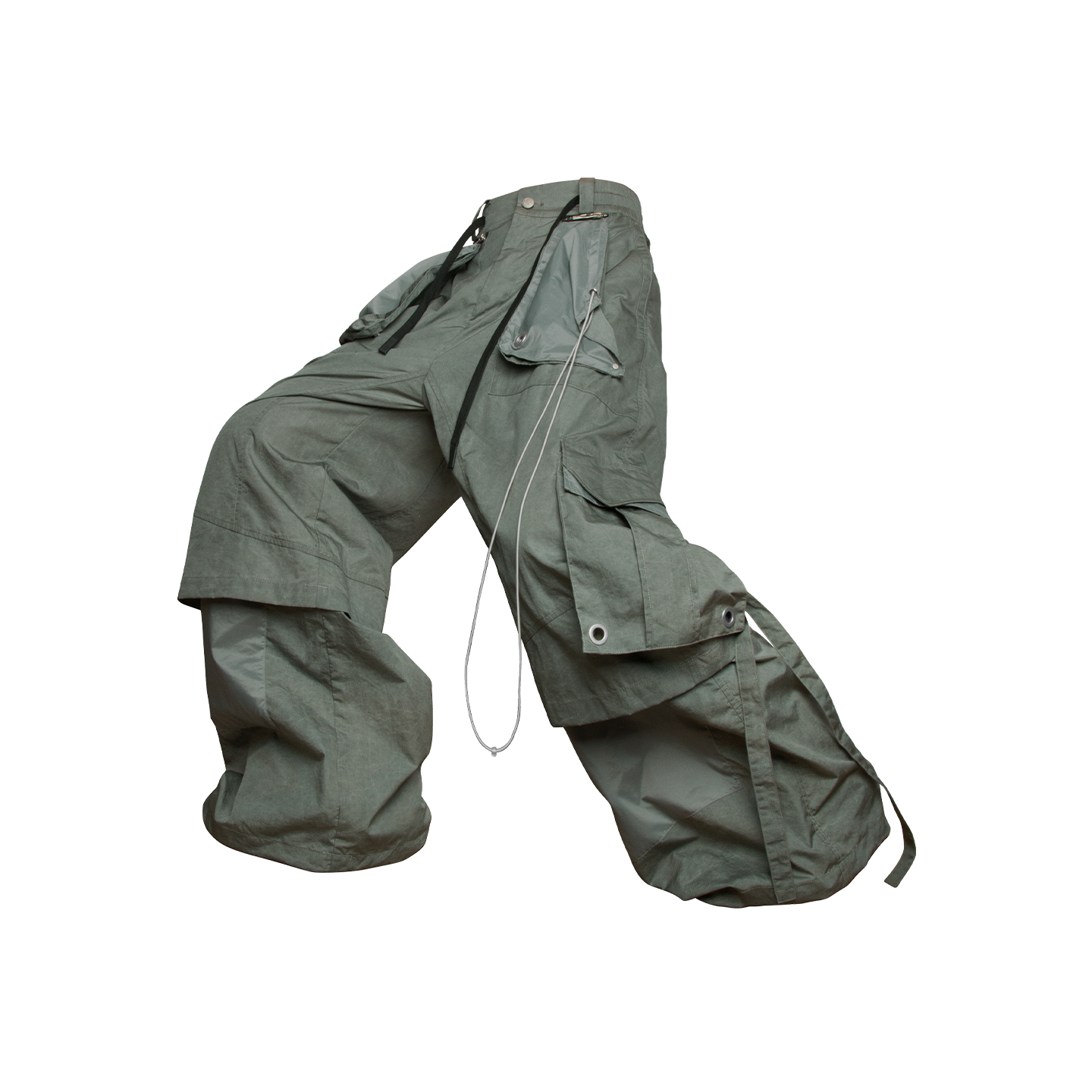 RELABEL 空间关系(四重奏续)六口袋手抓温控褶皱尼龙工装飘带裤