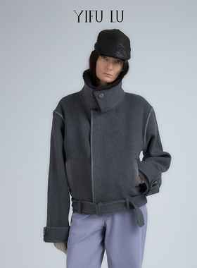 YIFU LU 25AW 秋冬新品 石灰色双面呢立领短外套