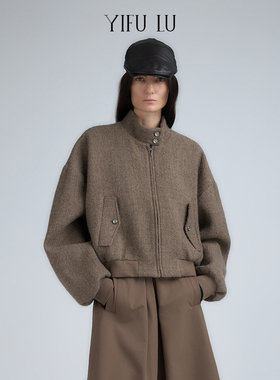 YIFU LU 25AW 秋冬新品 铅灰色粗花呢布鲁森夹克