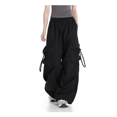 美式街头黑色工装裤女